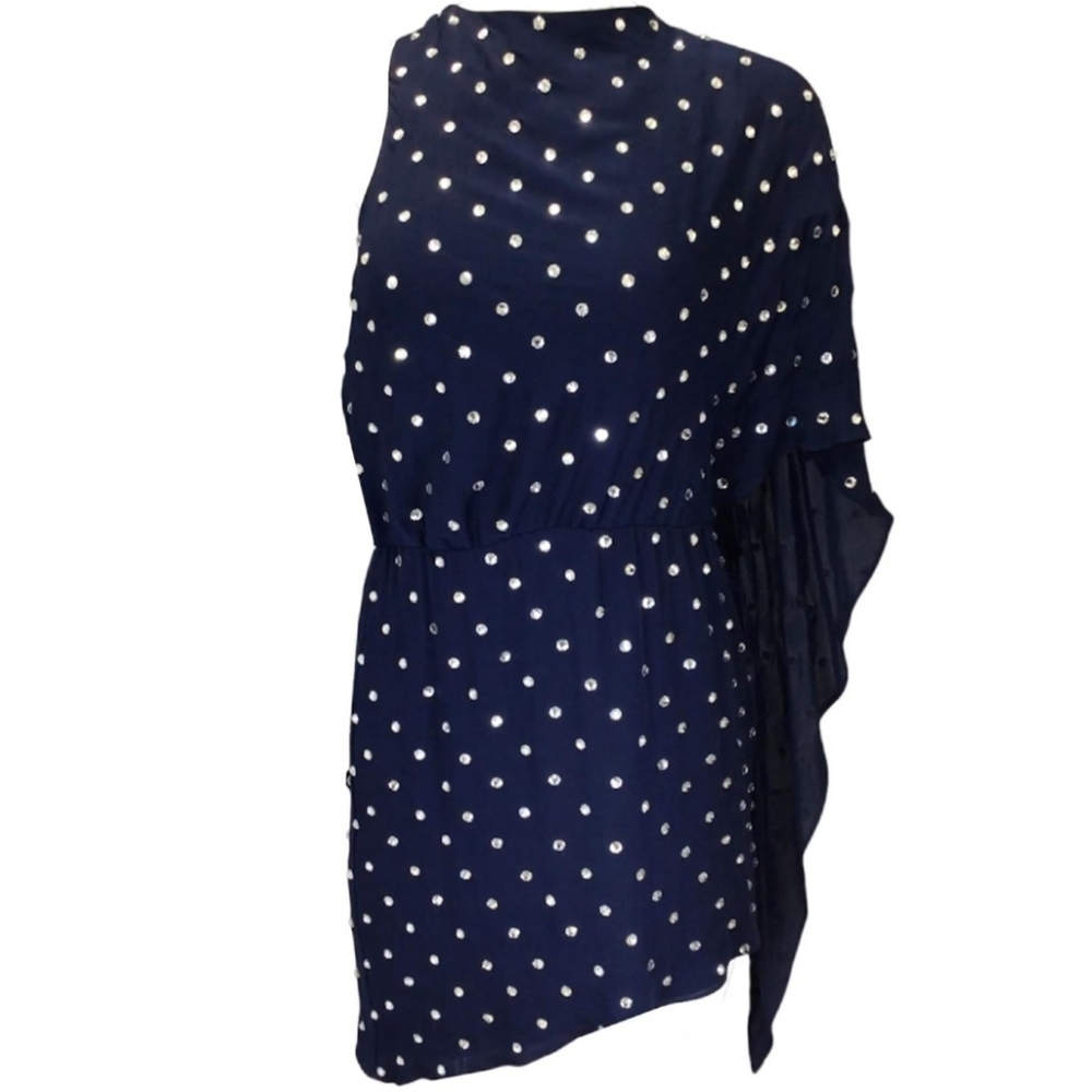 HANEY Navy Blue Crystal SILK Dress